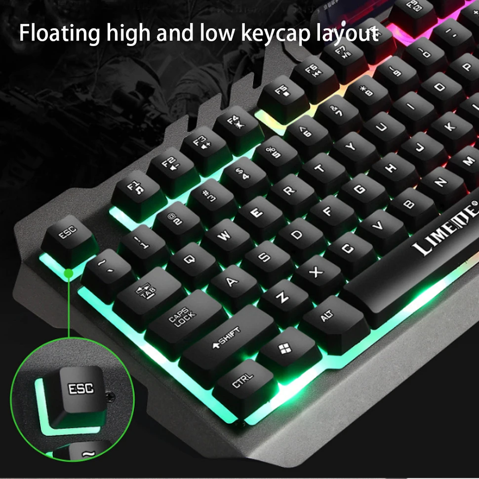 Модная игровая Проводная клавиатура и мышь с подсветкой комплект геймера 3200PDI