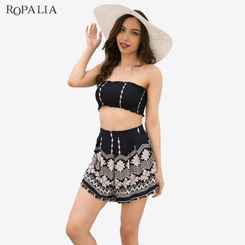 

Summer Two Piece Set Women European American Fashion Travel Vacation Sexy Positioning Flower Print Ladies Suit Tracksuit