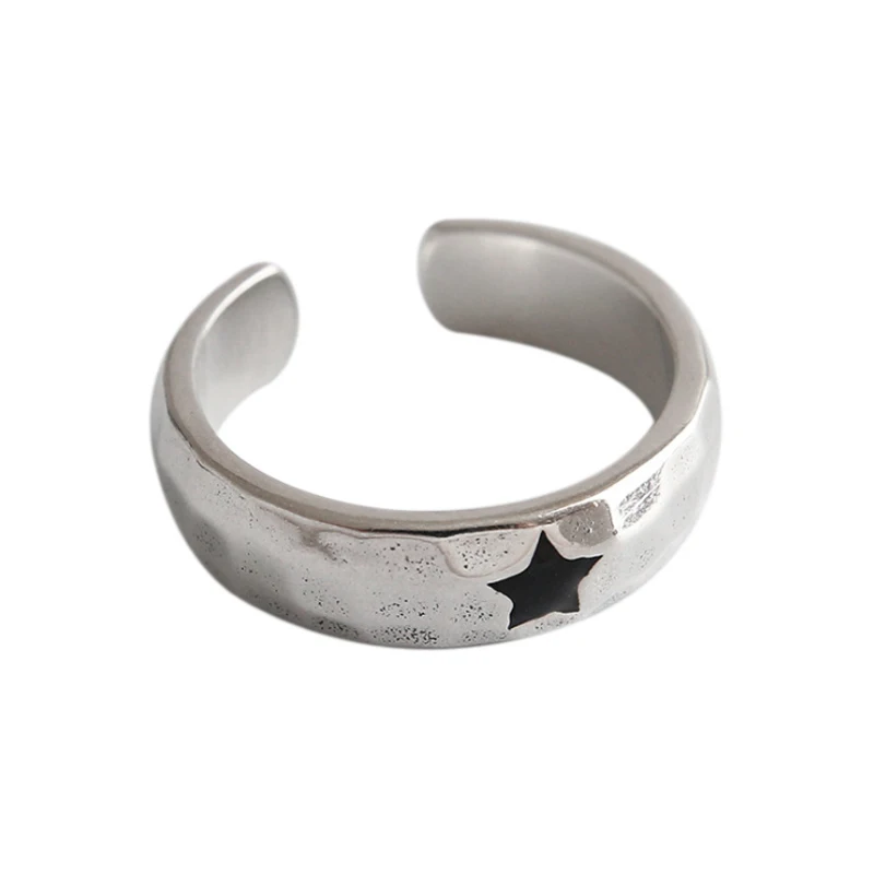F.I.N.S Стильное кольцо из стерлингового серебра S925 пробы в стиле ретро с пятиконечной звездой, эмалированное женское кольцо на палец, модное ювелирное изделие - Цвет основного камня: Silver