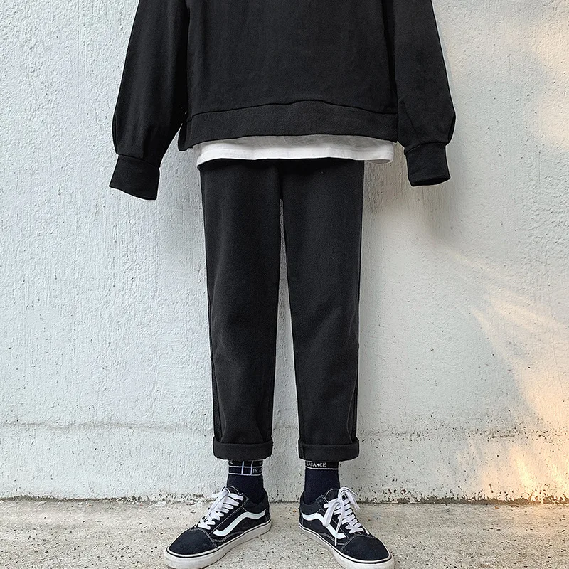 

Hong Kong Style Laziness Loose Straight Solid Color Pants Japanese-style Unisex Teenager Wide-Leg Pendant Sense Pants Feet Joint