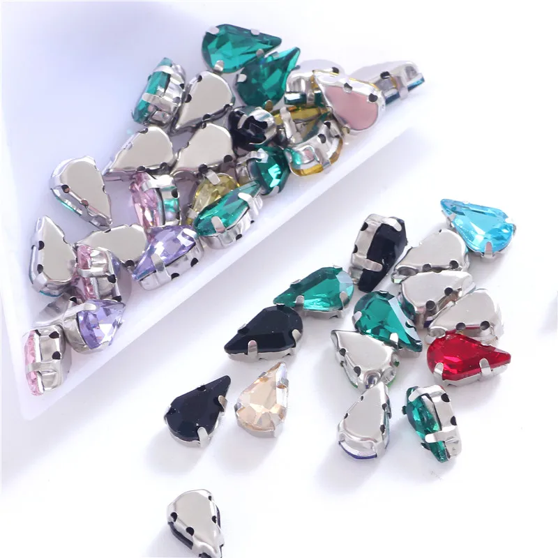 Colorful Teardrop Glass Crystal Sew On Rhinestones Sewing Rhinestones Rhinestone Crystals 3 Sizes