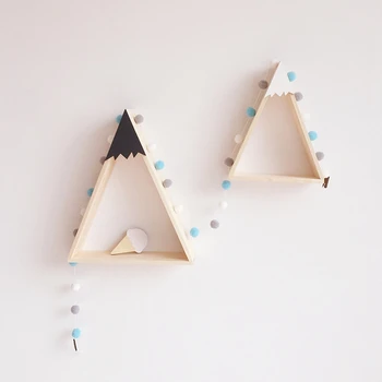 

2 Pieces / Set Baby Room Wall Wooden Snow Mountain Shelf Children Room Decoration Creative Toy Books Wooden Storage Rack