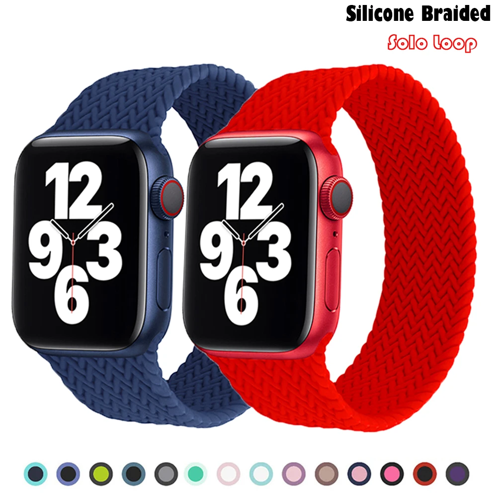 Ремешок силиконовый Solo Loop для Apple watch band 44 мм 40 38 42 эластичный плетеный браслет iWatch