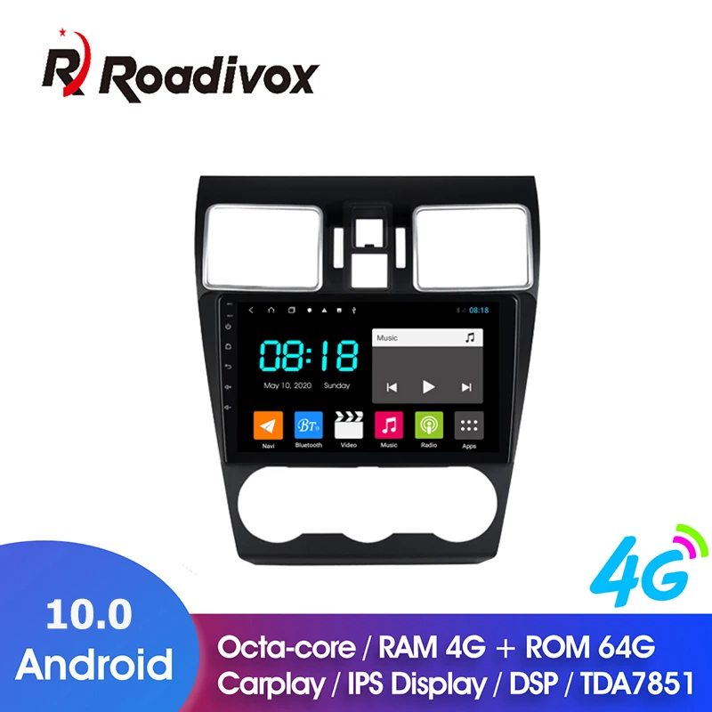 Автомобильный Dvd-плеер 9 дюймов Android 10 0 ОЗУ 4 Гб ПЗУ 64 ГБ для Subaru WRX Forester 2016-2020