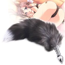 Big Anal plug Dildo Fox Tail Stainless Steel Butt Plug Tail Anal Plug Fox Tail Cosplay Anal Dilator Toys Metal Buttplug Dog Tail
