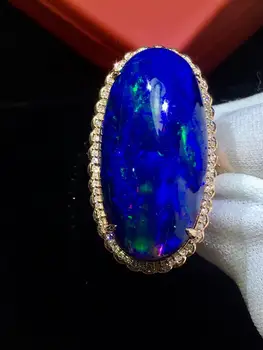 

Opal Ring Fine Jewelry Pure 18 K Gold Jewelry 100% Natural Color Change Opal Gemstones 21.5ct Female Rings for Women Fine Ring