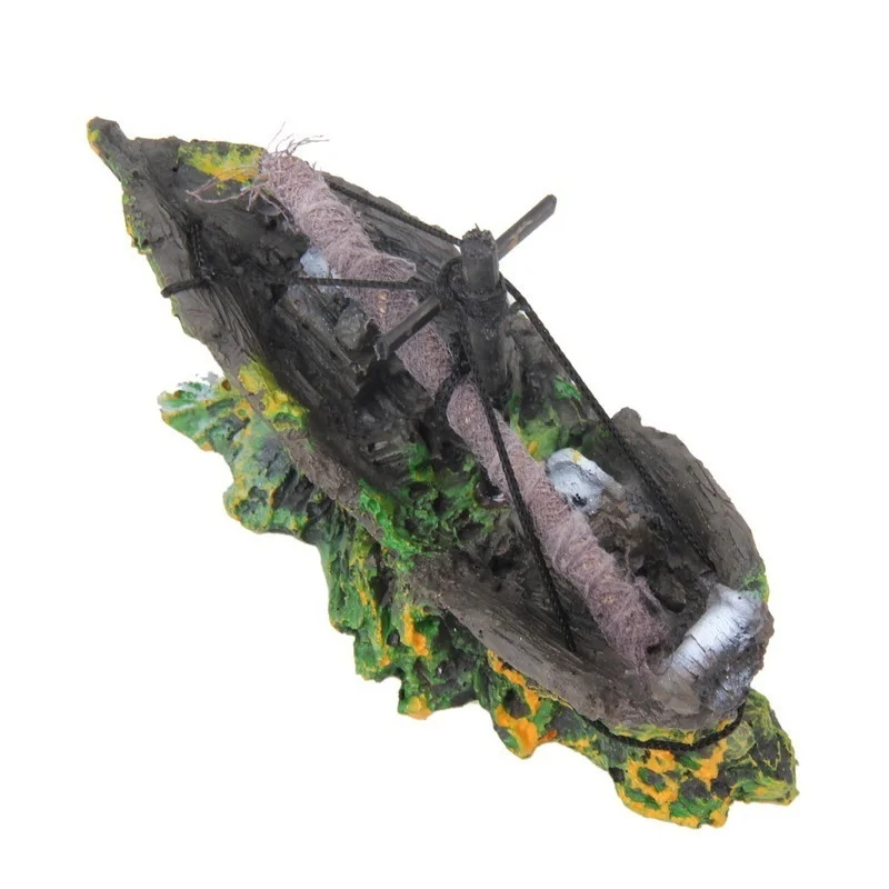 Aquarium Ornament Wreck Sunk Ship Sailing Boat Destroyer Fish Tank Cave Decor Fish Tank Accessories