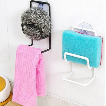 

Kitchen Rack Double-Deck Iron Sink Sponge Drainage Rack With Suction Cup Multi-Purpose Sundries Storage Rack Clean Ball Rack