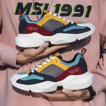 

Summer Men Sneakers Breathable Mens Casual Shoes thick bottom Lace up Wear-resisting Comfortable Leisure Shoes Zapatos Hombre