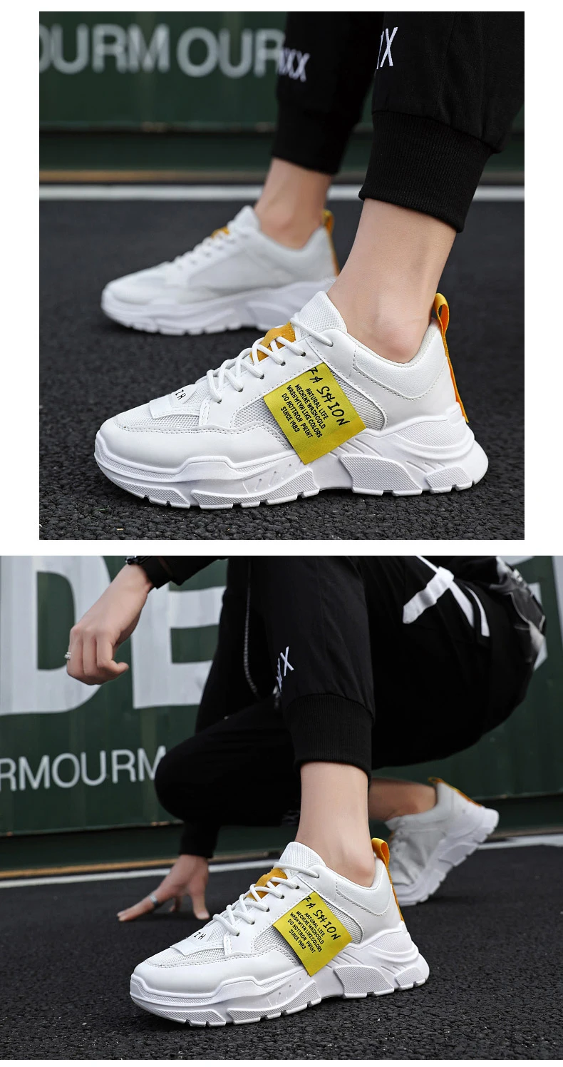 Breathable air mesh sneakers anti-slip waterproof PU shallow vulcanize shoes  lace-up wear-resistant chunkey shoes, balck white patchwork outdoor sports shoes (13)