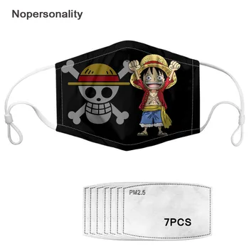 

Nopersonality Cartoon One Piece Luffy Printed Mouth Mask for Women Men PM2.5 Face Mask with 7pcs Filters Reusable Anti-dust Mask