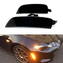 Pair Front Smoke Amber LED Side Marker Bumper Fender Turn Signal Lights Indicator For Mazda Miata MX5 ND 2016-2021 Error Free