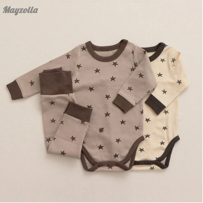 Cotton Baby Clothing Sets Long Sleeves Bodysuit+pants Girl Boy Clothes For Newborns High Waist