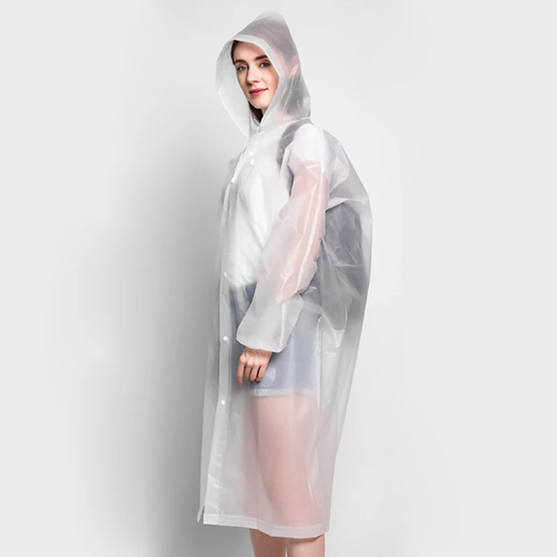 Waterproof Raincoat PEVA Women Man Raincoat Adult Clear Transparent Camping Rainwear SuitThickened Waterproof Rain Poncho Coat