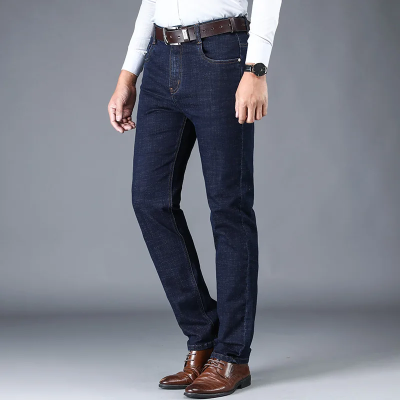 Great Value 2020 New men's casual slim trousers business Fashion stretch navy black trousers men's brand clothes Classic Jeans Keep warm