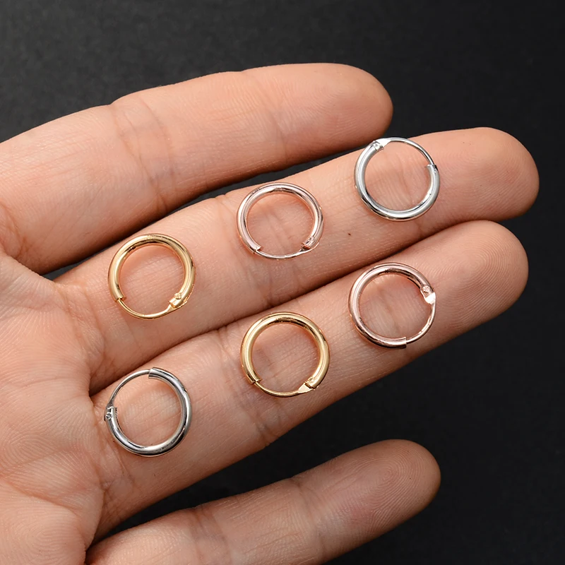 8mm Huggie Hoop Earrings for Women Men Earings Girls Circle Gold Color Cartilage Earring Loop Helix Conch Lobe Ear Nose 1 pcs - Image 2