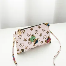 Для женщин и девушек, через плечо, кошелек для монет, чехол для ключей, телефон на молнии, круглый металлический декор, звезда, цветок, медведь, Мягкий ремень, пряжка с принтом