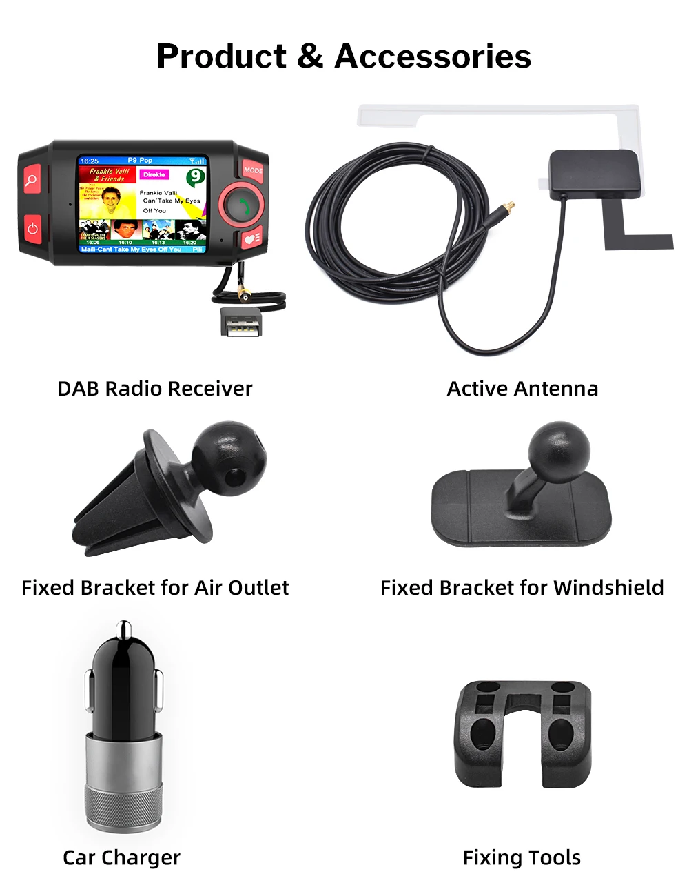 Deelife DAB DAB+ Car Radio Tuner Digital Audio Broadcasting Receiver with AUX Adapter FM Transmitter Handsfree Bluetooth Car Kit