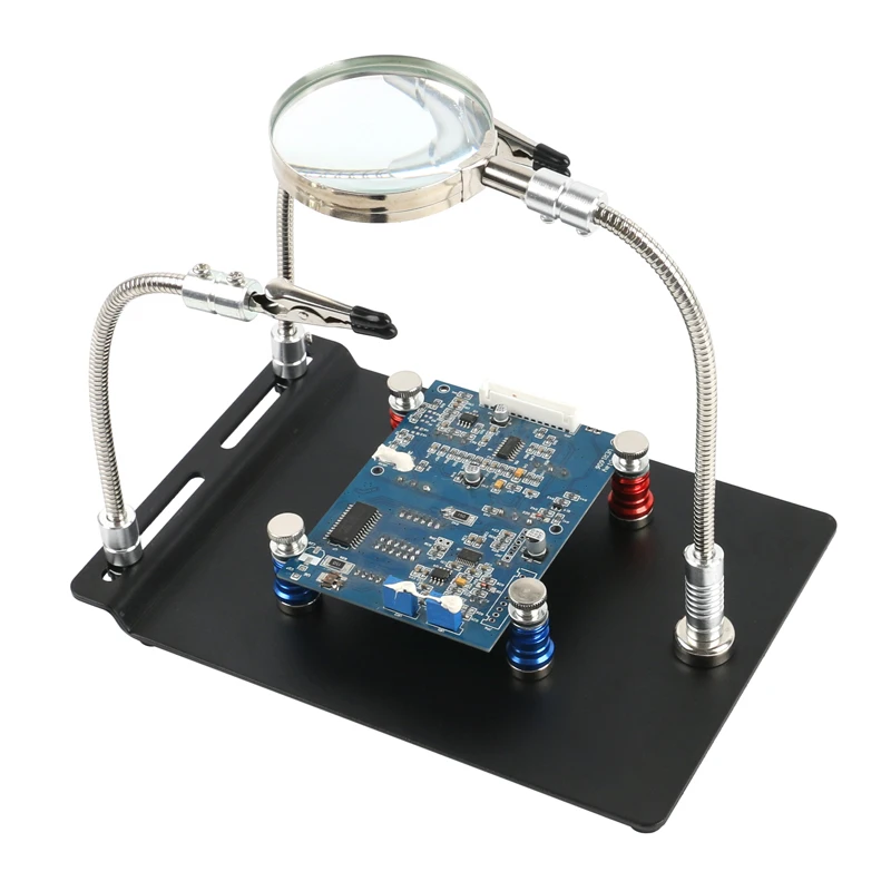 

Welding Magnifying Glass Third Hand 3X Magnifier Glass Soldering Iron Holder Repair Tools Magnetic PCB Board Fixed Clip Flexible Arm Soldering Removable Hand Soldering Solder Iron Stand Holder Station Magnifier