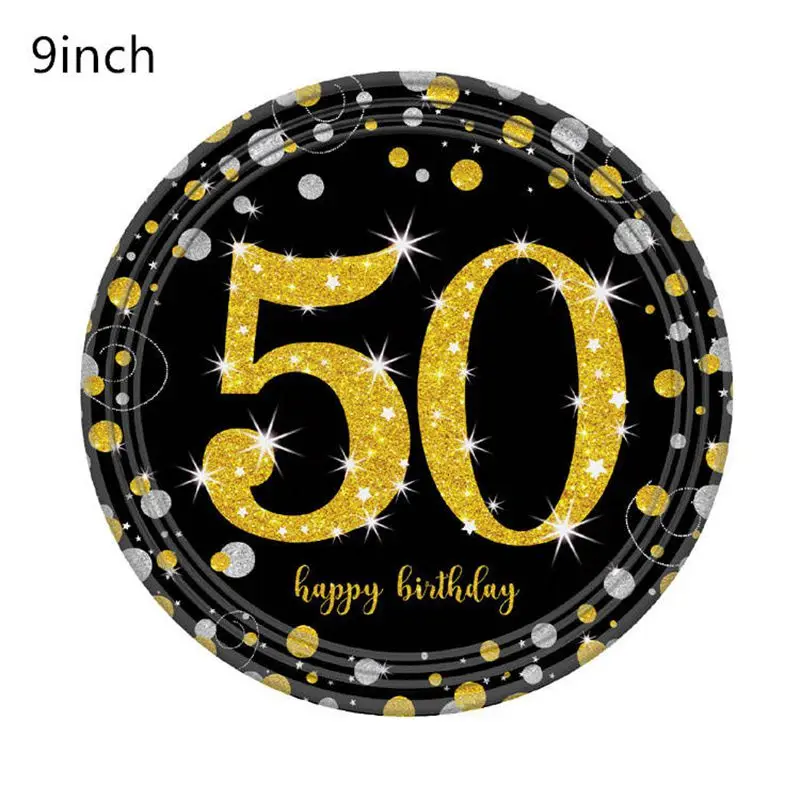 18/21/30/40/50/60th Happy Birhtday столовая посуда наборы латексный воздушный шар "Конфетти" тарелки чашки Салфетка скатерть поставки декор - Цвет: 9inch Plate 8pcs