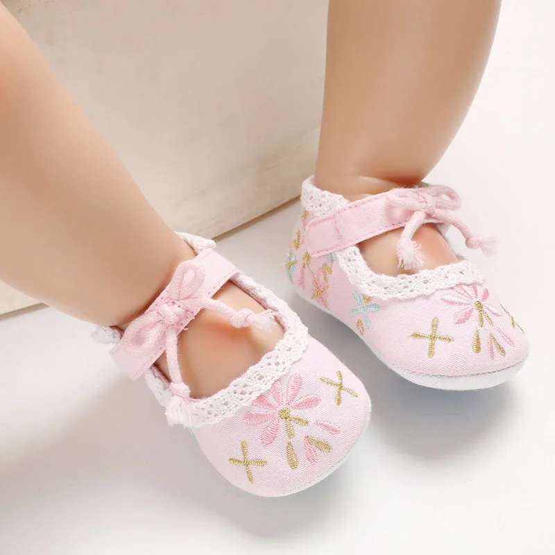 New Flower Embroidery Baby Girl Shoes Cotton Non-slip Soled Toddler Shoes Spring Summer Baby Shoes Princess Girls First Walkers 5