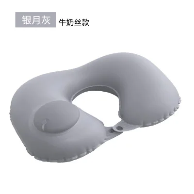 Pressed milk silk4 Portable U-shaped Inflatable Pillow Office Pillow Travel Car Airplane Driving Nap Pillow Support Head Pillow To Send Storage Bag - Цвет: Pressed milk silk4