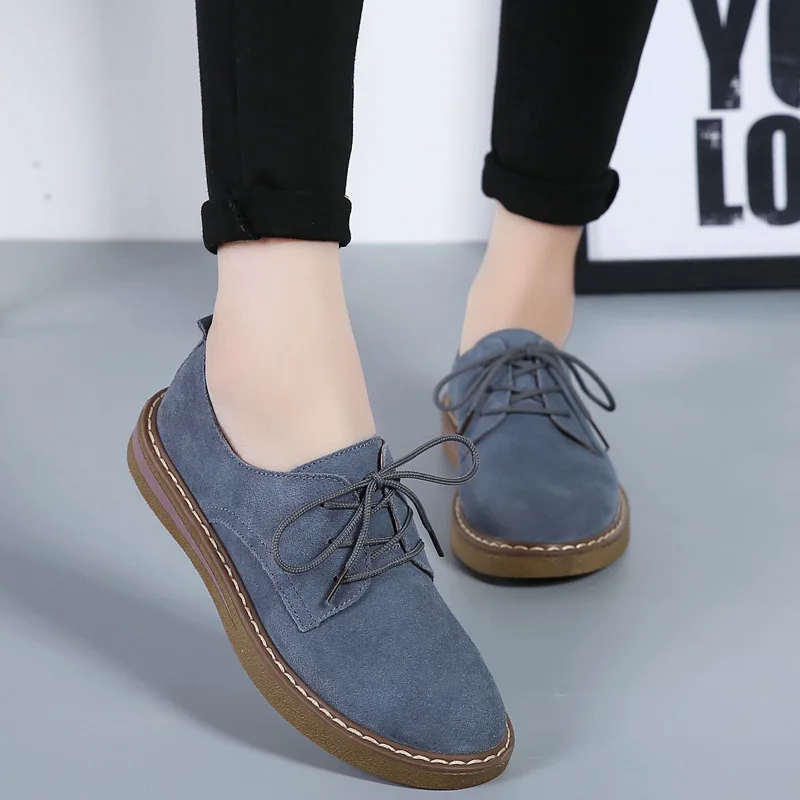 Women Loafers Flats Shoes Sneakers Leather Suede Lace Up Boat Shoes Round Toe Moccasins Oxford For Spring