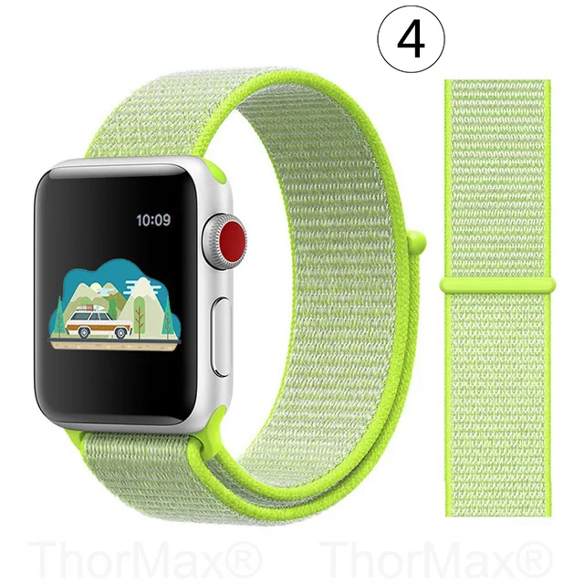 4-Flash Light Ремешок для часов Apple Watch 4 серии 5 4 3 мягкий легкий дышащий нейлоновый спортивный ремешок 38 мм 42 мм 40 мм 44 мм Ремешки для наручных часов - Цвет ремешка: 4-Flash Light