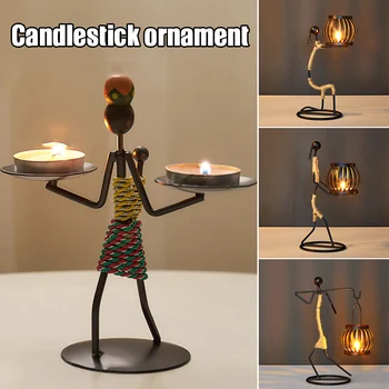 

Metal Candle Holder Abstract Character Candlestick Decorative Handmade Candlestick Home Decor Figurines Art Gift B88