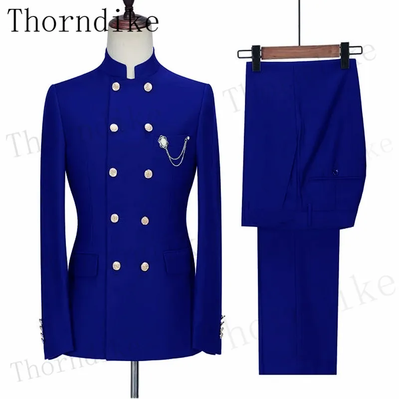 Thorndike ( Jacket +Pants ) Light Blue Summer Men Suits Weeding Slim Fit Formal Tuxedos Blazer Groom Clothes T1384