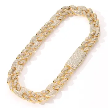 

Drop Shipping Luxury Silver Color 20mm AAAAA Cubic Zirconia Copper Necklace Men And Women Link Chain Hiphop Jewelry 2020 New