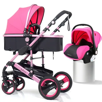

Adjustable Lightweight Luxury Baby Stroller 3 in 1 Portable High Landscape Reversible Stroller Hot Mom Pink Stroller Travel Pram
