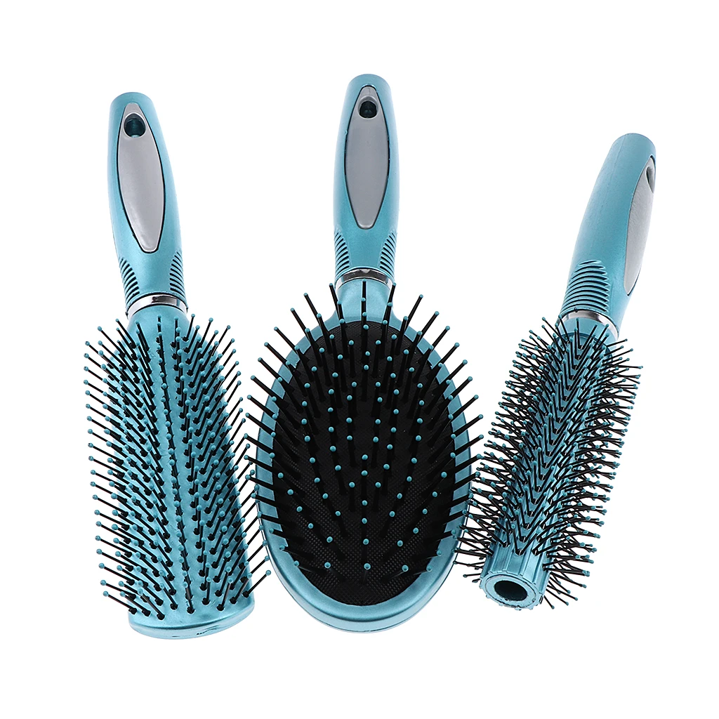 Stylish 3Pcs 3 types Dense Hairbrush Set Portable for Detangling Styling hair and Scalp Massage, Great for Extensions and Wigs