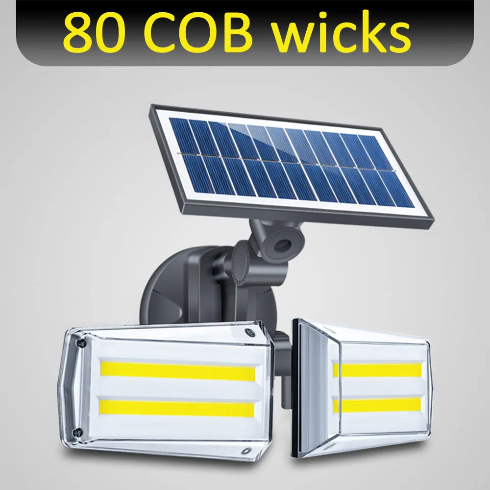 42LED/80COB Смарт стенная солнечна лампа на открытом воздухе поворачивается на солнечных батареях Мощность светильник IP65 PIR радор Сенсор стенная солнечна лампа для декора сада