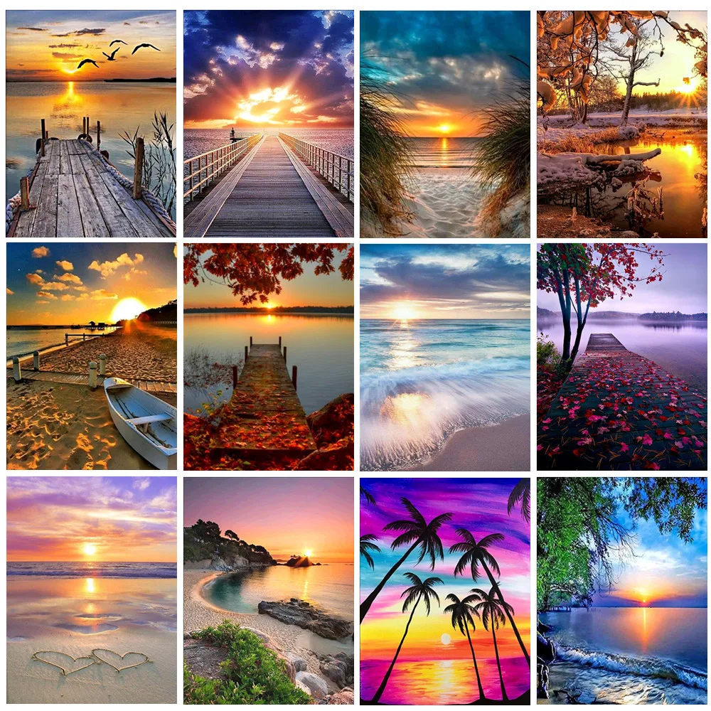 

5D DIY Diamond Painting Scenery Full Drill Square Sunset Diamond Embroidery Seaside Art Kit Hobbies And Crafts Friends Gifts