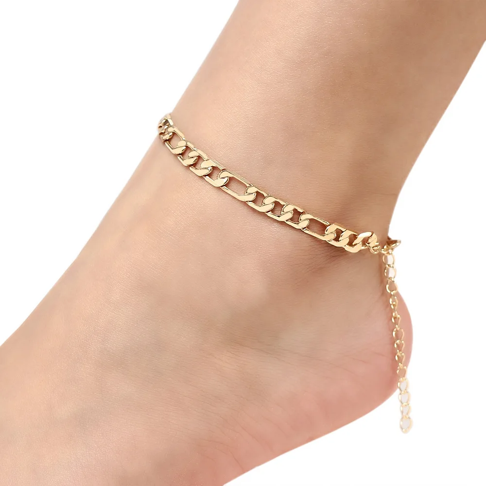 Vintage Golden Cuba Link Chain Anklets For Women Men Anklet Bracelet Fashion Beach foot Accessories Jewelry Vintage Golden Cuba Link Chain Anklets For Women Men Anklet Bracelet Fashion Beach foot Accessories Jewelry