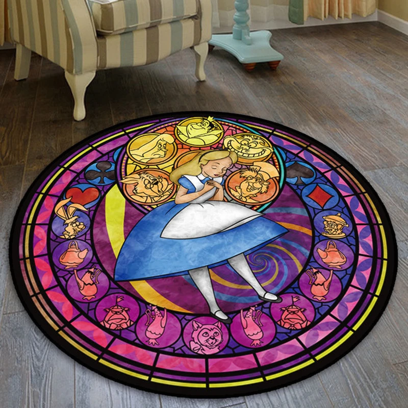 Kingdom Hearts Room Doormat Non-slip Mat Glass Circle Velboa Floor Rug Carpet