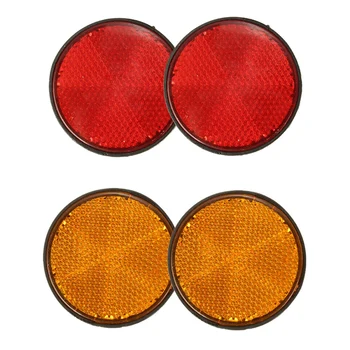 

2Pcs Round Red Reflector Universal for Motorcycle ATV 5.6x0.8cm & 2 x 2Inch Round Orange Reflectors Universal
