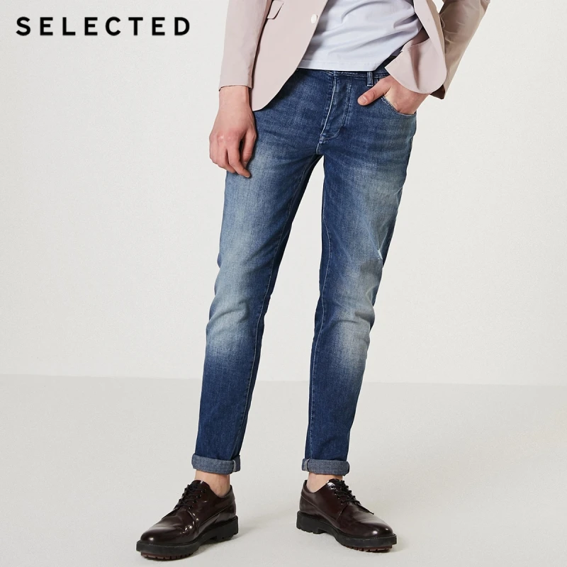 

SELECTED Men's Autumn Slight Stretch Buttoned Tapered Jeans I|419332507