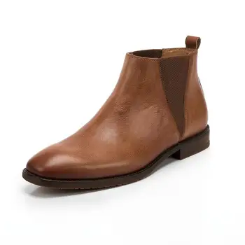 

Brand Handmade Chelsea Boots Fashion Men's Genuine Leather Autumn Winter Shoes Vintage Boot Ankle Party Office Brown Sapatos
