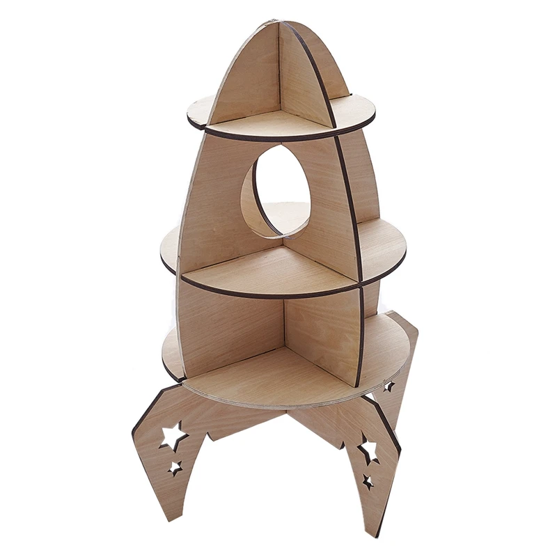 DIY Nordic Woden Toys Three-Dimensional Rocket Model for Children's Room Decorations Shelf Home Accessories