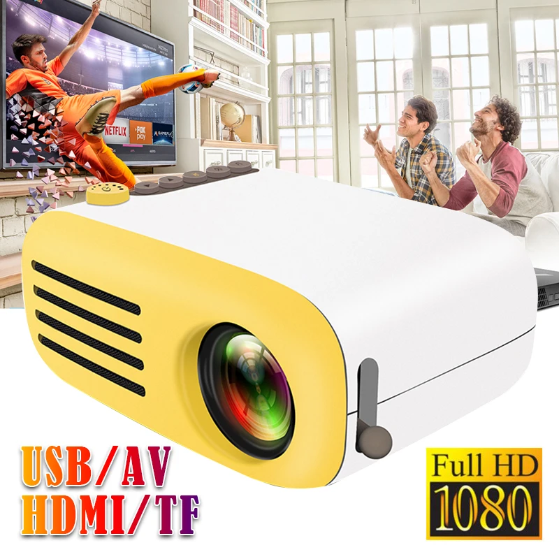 

Portable Smart Projector for Gift Home Theater Multimedia LED AV/USB/HDMI/TF Support 1080P Office School LCD Projector
