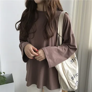 

YZY Spring and Autumn WOMEN'S Dress New Style Korean-style Base-Loose-Fit Solid Color Versatile Long Sleeve