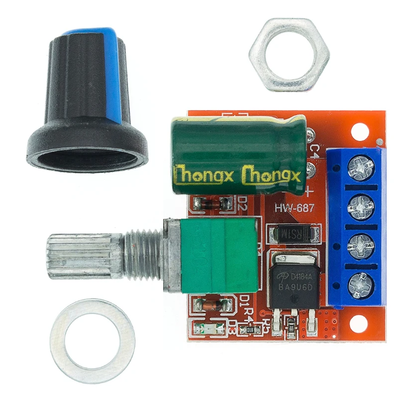 A Mini DC Motor PWM Speed Controller 4.5V-35V Speed Control Switch LED Dimmer 