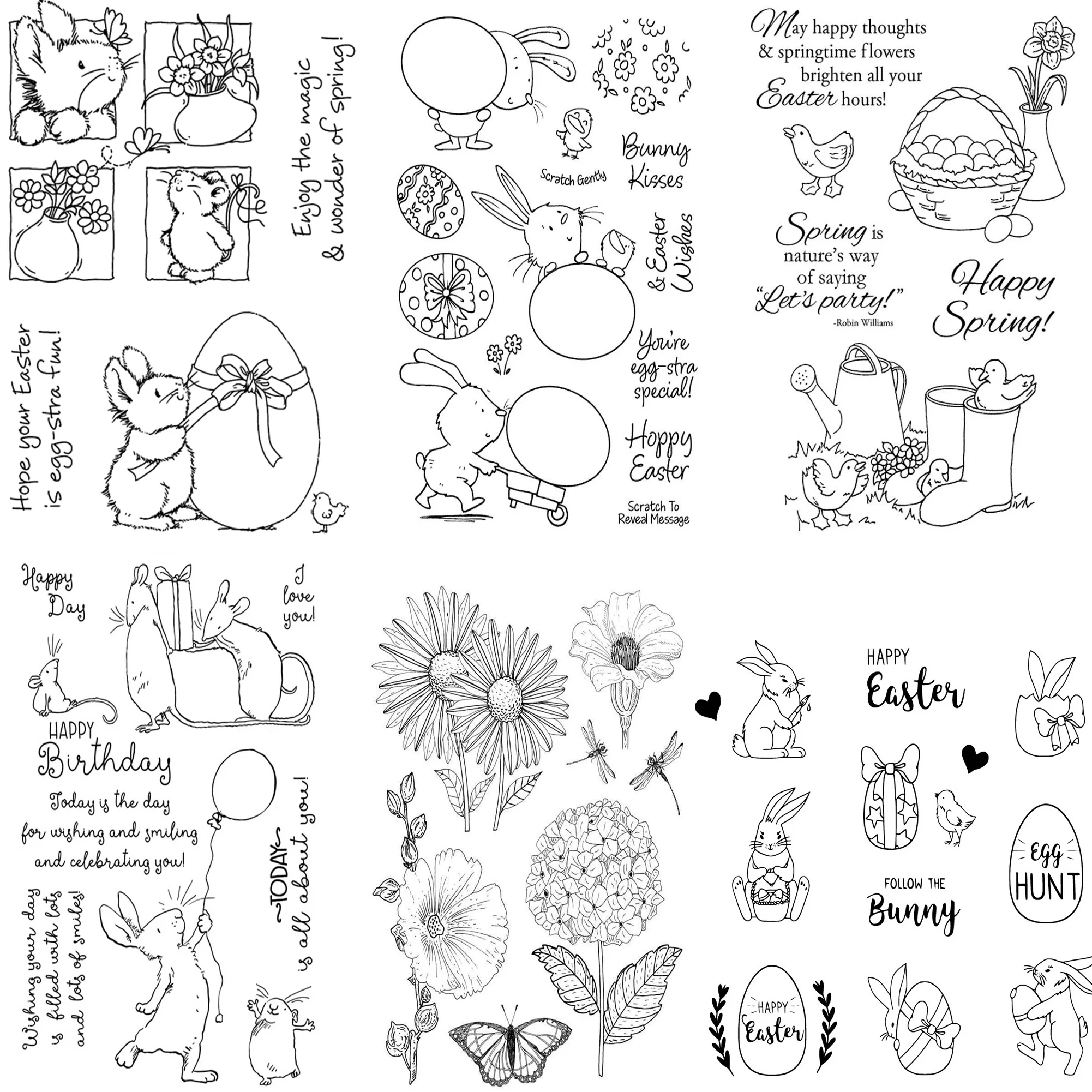 Easter Stamps Fie Scrapbooking Bunny Clear Stamp Happy Easter Clear