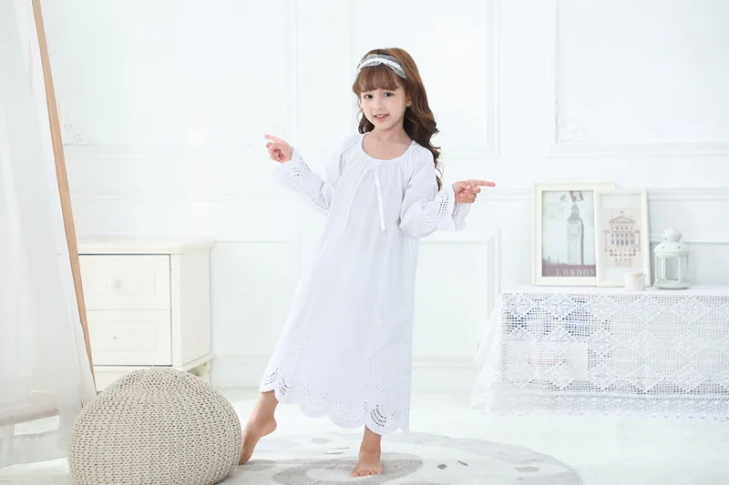 baby girl nightgowns Princess Nightgown Long Sleeve Sleep Shirts Vintage Kid Ruffles Nightgowns Lace Courtly Toddler Nightdress Lounge Sleepwear cheap cotton nightgown