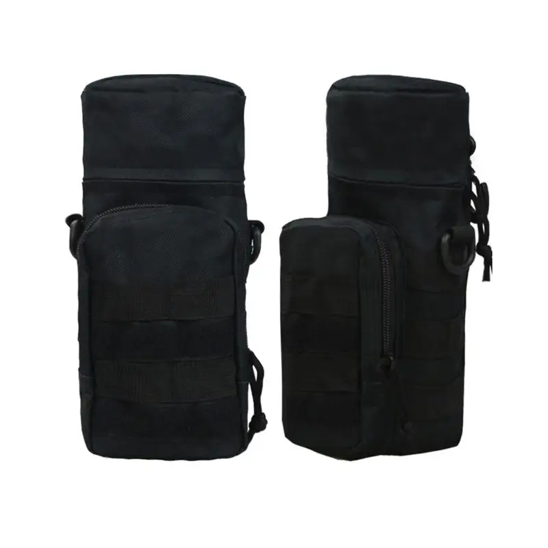 Черный цвет Outdoors Water Bottle Pouch Tactical Gear Kettle Waist Shoulder Bag for Army Fans Climbing Hiking Camping - Цвет: Черный цвет
