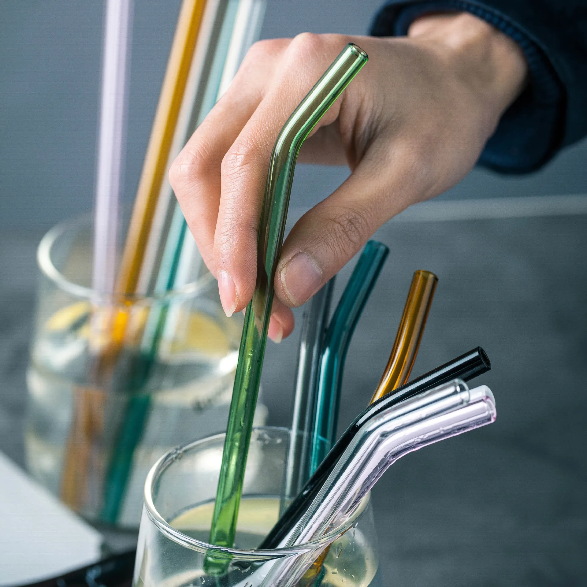 Description Picture 4 of item20cm Colorful Reusable Glass Straws High Borosilicate Glass Eco Friendly Drinking Straw for Cocktail Smoothie Milkshake Dinkware