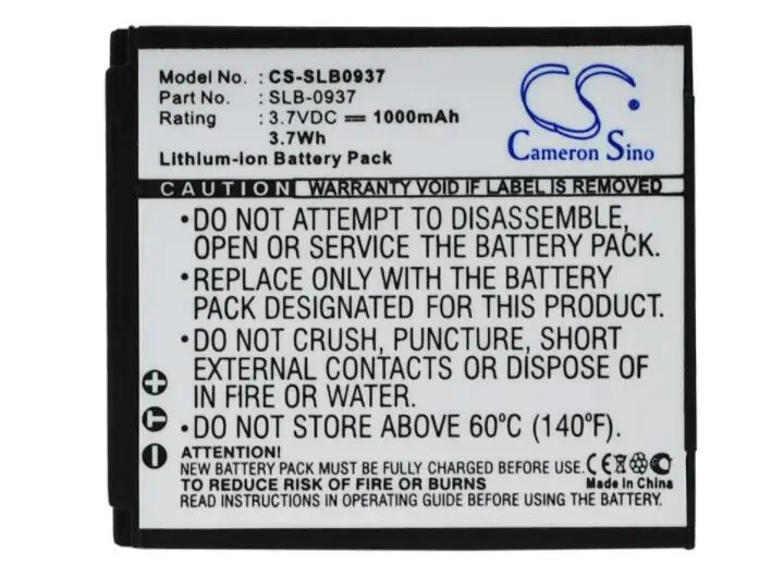 cameron sino 1000mah battery for SAMSUNG CL5 i8 L730 L830 NV33 NV4 PL10 SLB-0937 Camera Battery | Электроника