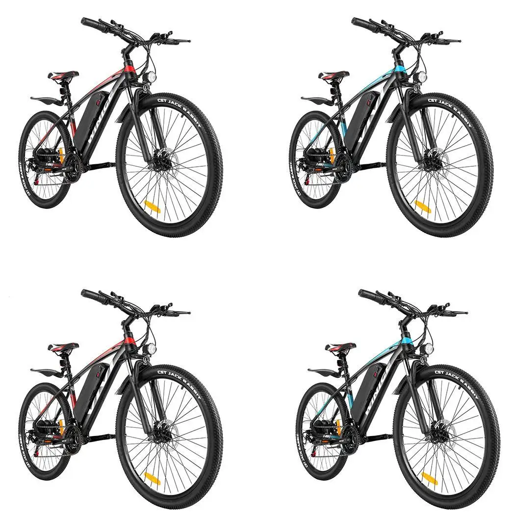 Electric Bike 350W Mountain Bike MTB 21 Speeds Shifter Adult E-Bike Disc Brake 36V Lithium Battery Red/Blue 3